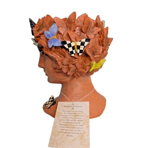 MacKenzie Childs Peresphone Butterfly Head Bust Planter Small 11" Tall - Picture 4 of 8